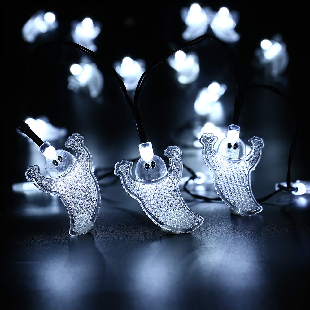 Laspi Luci Di Halloween LED A Batteria - 3 Strisce Da 3m, Motivi Fantasma, Pipistrello E Zucca, Per Decorazioni Interne Ed Esterne