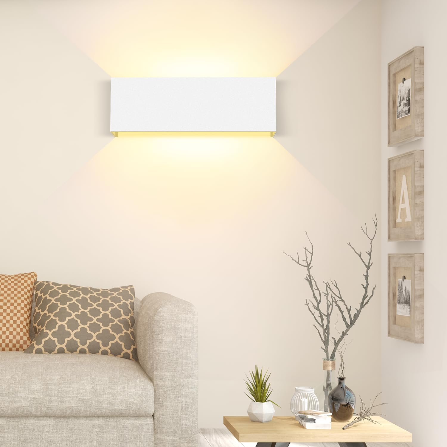 ledmo 30W Applique da Parete Interno/Esterno Angolo Regolabile del Fascio su e giù Lampada da Parete 3000K Bianco caldo IP65 Impermeabile Bianco Applique Esterno