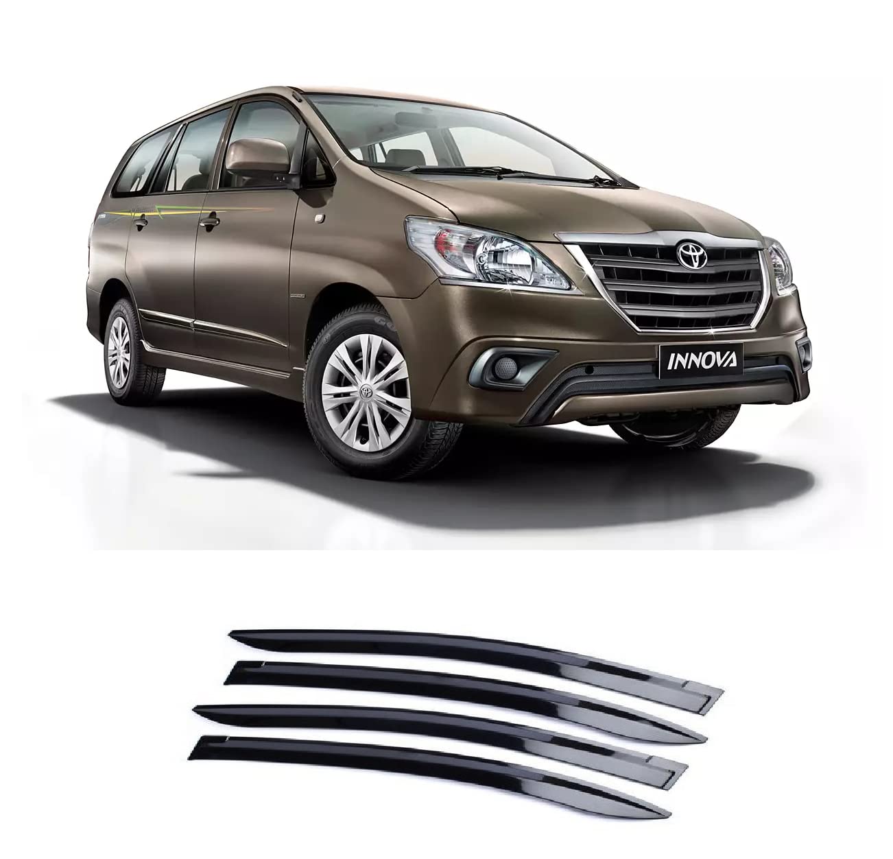 Empica Plastic Car Window Door Visor Rain Guard Side Wind Deflector Compatible with Toyota Innova Type 2 (Set of 4)