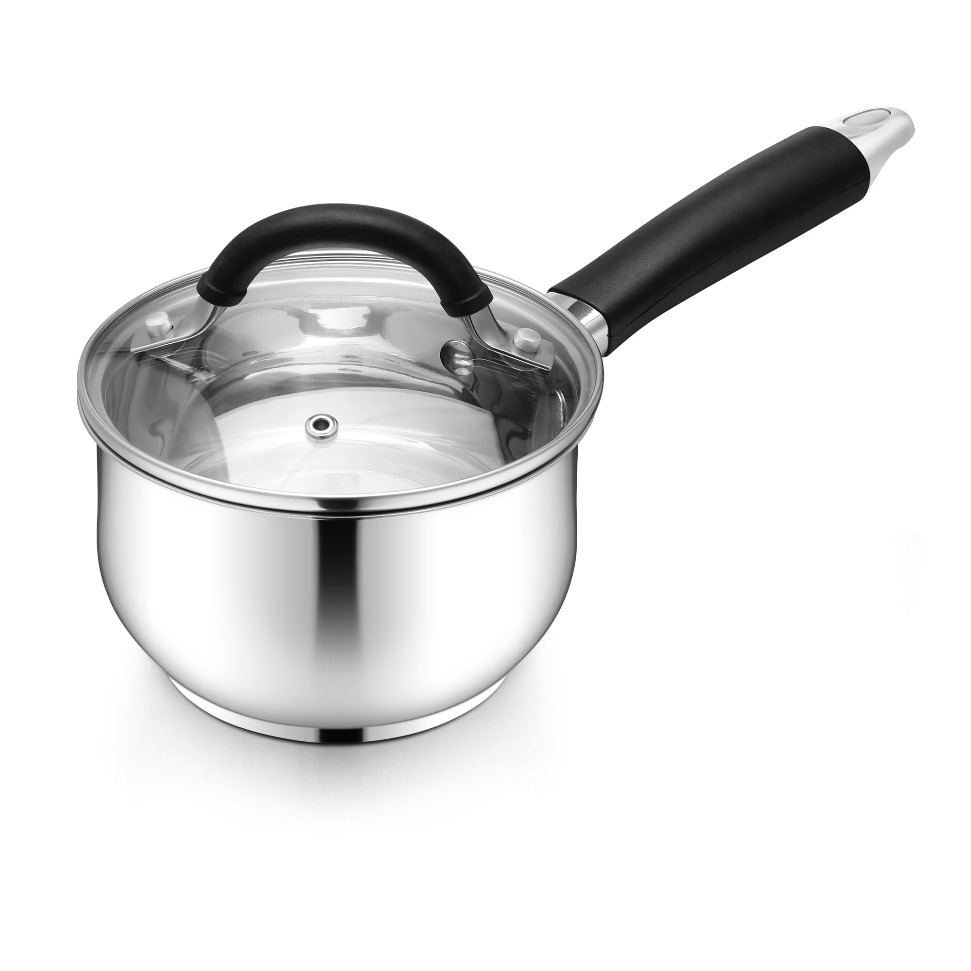 E-far 1 Quart Sauce Pan with Lid, Tri-Ply Base