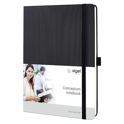 SIGEL CO118 Cuaderno premium a líneas, formato tablet, tapa dura, negro - Conceptum