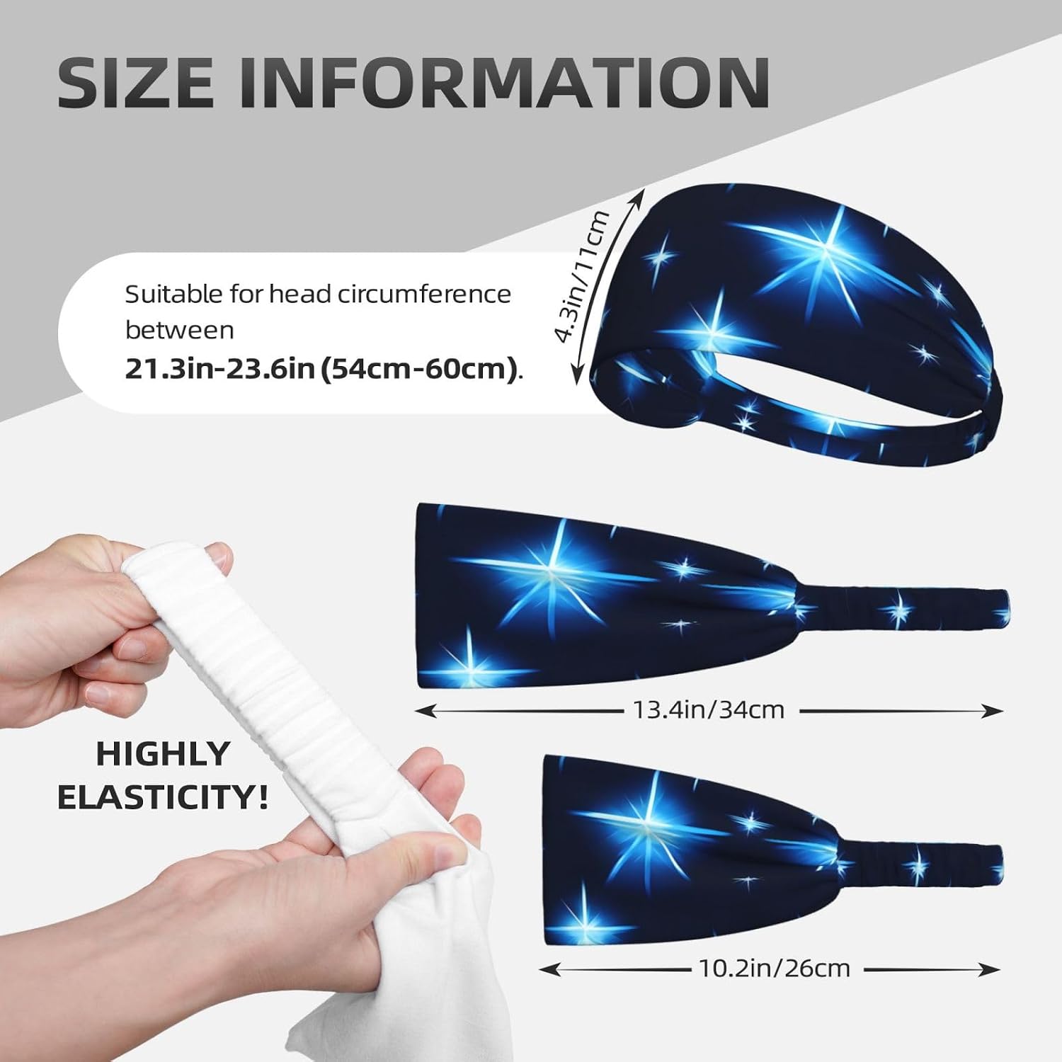 Cartoon Blue Star Elastic Exercise Headband for Sports & Workouts