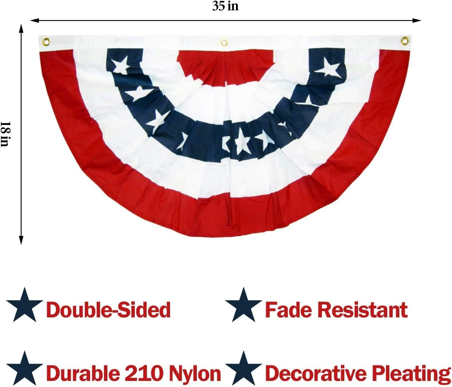 EBaokuup 16 Pcs USA Patriotic Pleated Fan Flags-3 x1.5 Ft American US Flag Bunting Banner Patriotic Bunting Flag Stars and Stripes Flag Bunting for Memorial Day The 4th of July and Labour Day