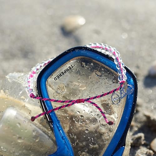 Miniatura 2 de 4Ocean Pulsera hecha a mano con cuentas de plástico reciclado con dije plateado 4O y bolsa de regalo de algodón reutilizable y calcomanías, Sin