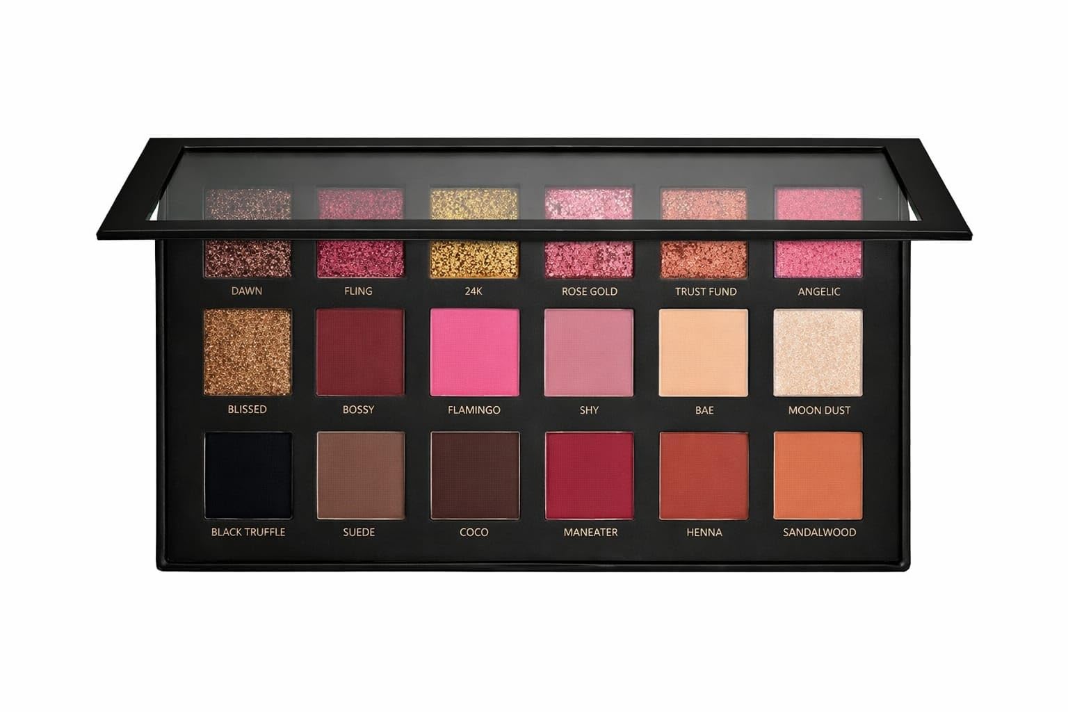 Makeup Palette with Eyeshadows, Blush, Powder, Mirror, 24 Shades, Multicolor-image-3
