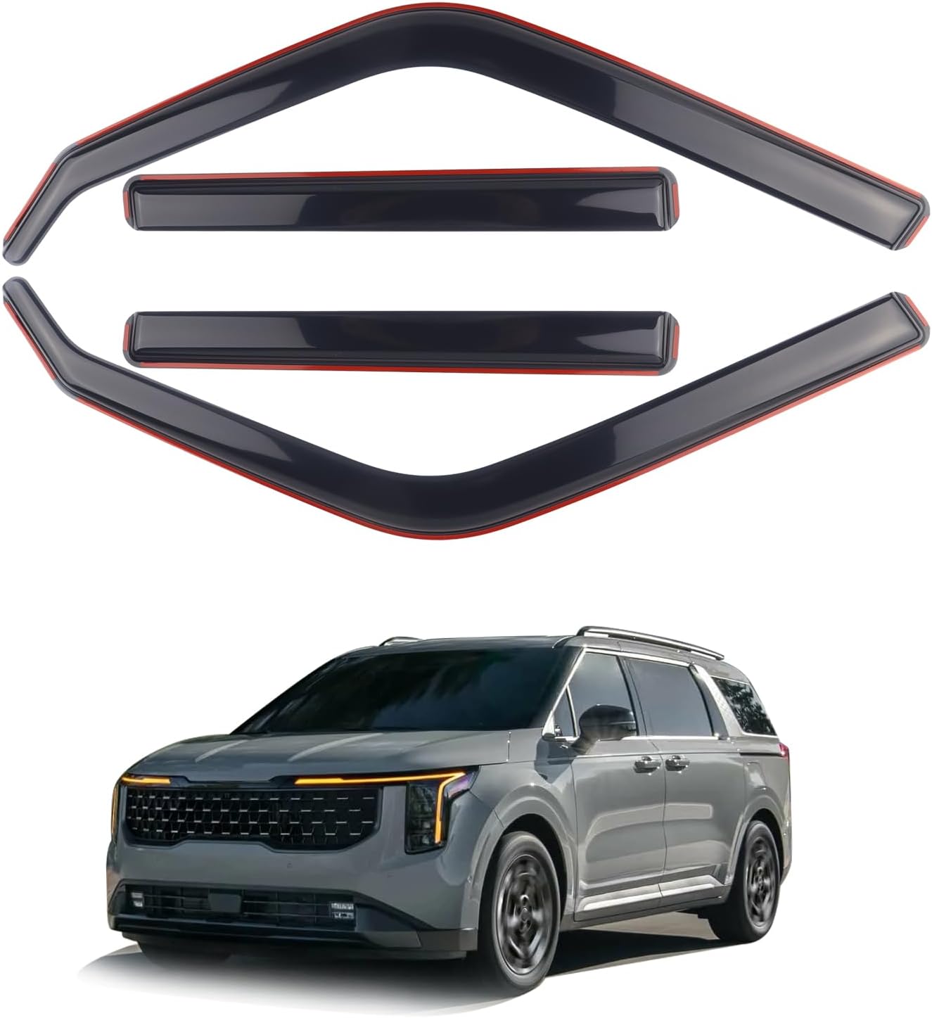 4 Pieces in-Channel Extra Durable Rain Guards Fit for 2022-2026 Kia Carnival,Window Deflectors,Window Visors (Smoke Black)