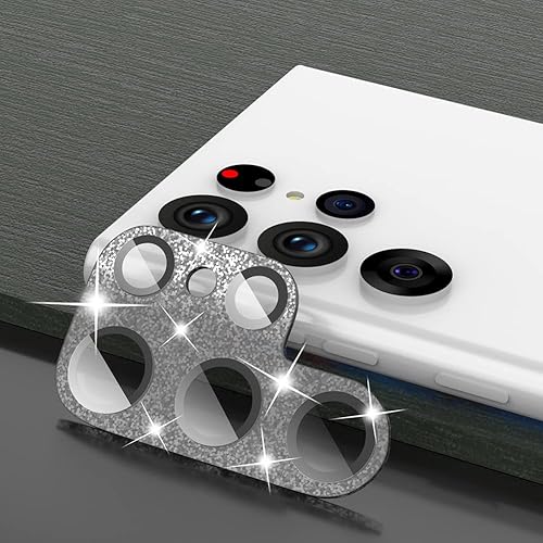 Miniatura 6 de WATACHE Galaxy S22 Ultra - Protector de lente con purpurina, vidrio templado brillante para Samsung Galaxy S22 Ultra 5G (plateado)