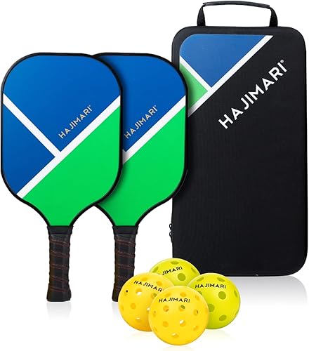 HAJIMARI USAPA - Juego de 4 raquetas de pickleball con bolas para interiores y exteriores, bolsa de transporte | Paleta ligera de fibra de carbono