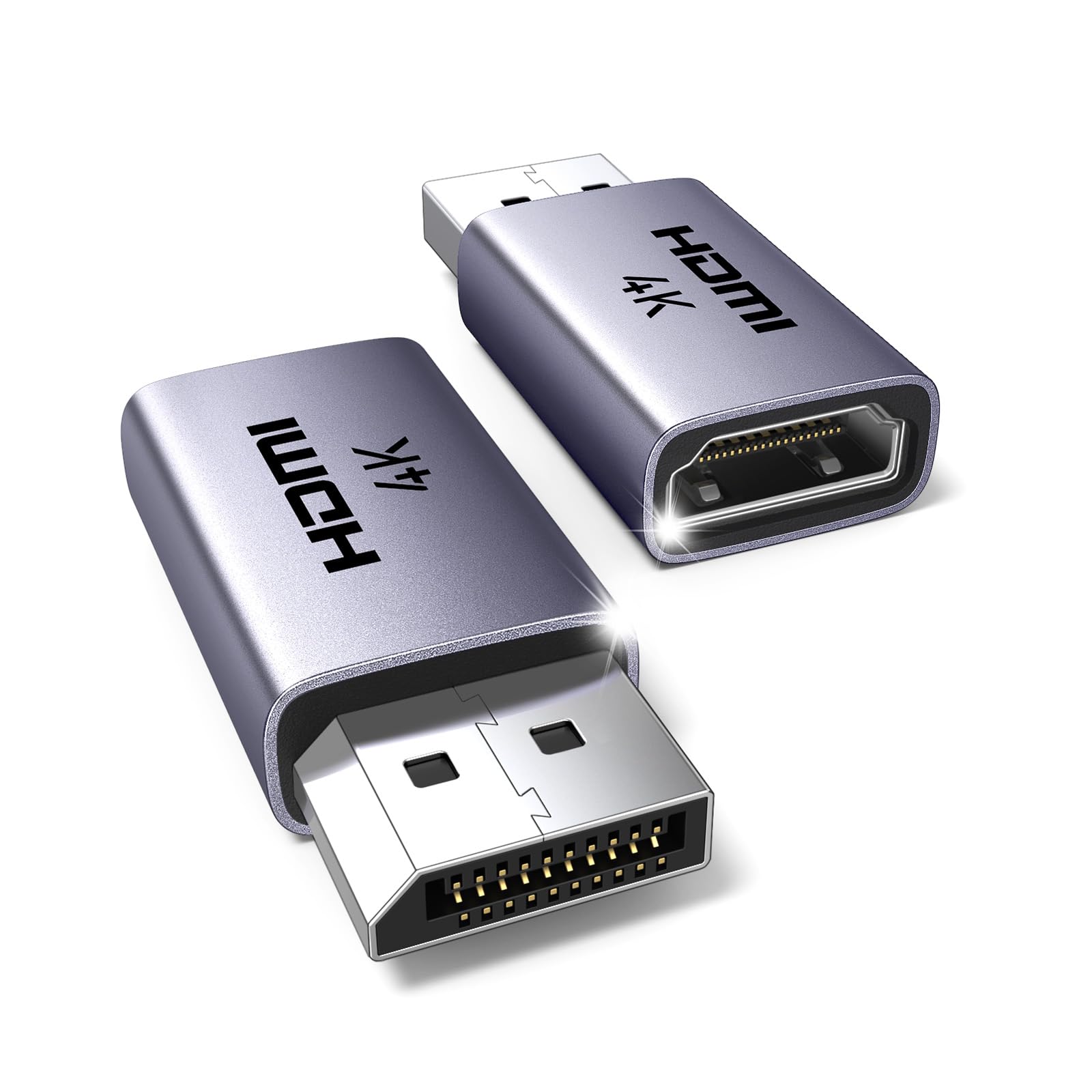 UGREEN 2-Pack 4K DisplayPort 1.2 to HDMI 2.0 Adapter Unidirectional Male to Female Converter Aluminum Compatible with Desktop, Laptop, Monitor, HDTV, AMD, NVIDIA