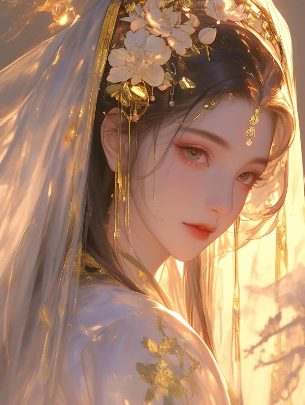 RKFLGEW 14CT Stamped Cross Stitch Kits Anime Oriental Women Counted Fabric Cross Stitching DIY Art Needlecrafts Embroidery Kits with Scissors Accessories 40x50cm