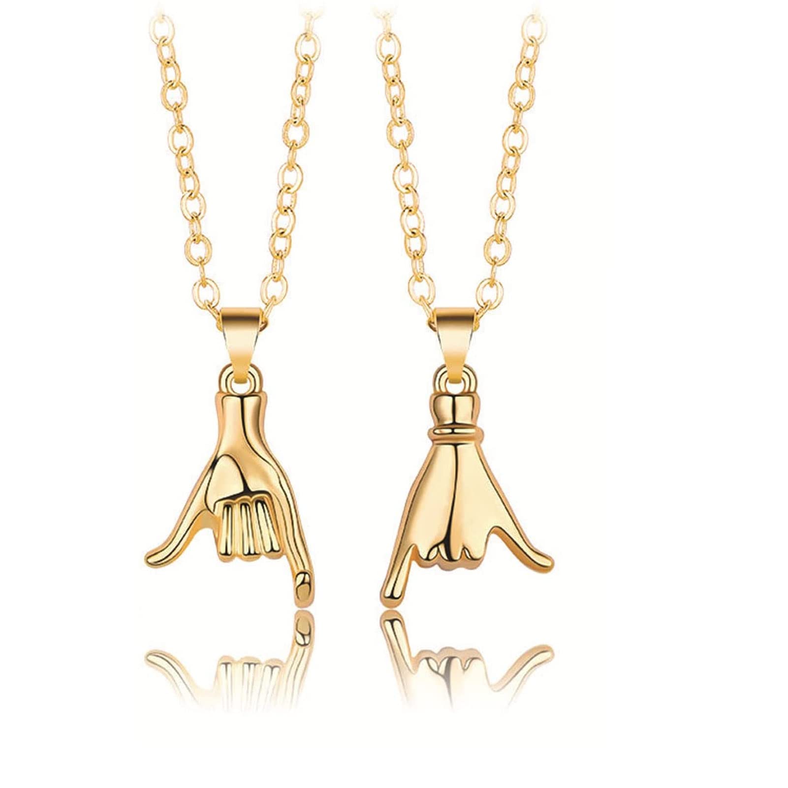 WANGTAOPinky-Promise Necklace for Couples, Lover Necklace, Pull Hooks Necklace, Pinky-Promise Pull Hooks Hand Necklace for Couples (C)