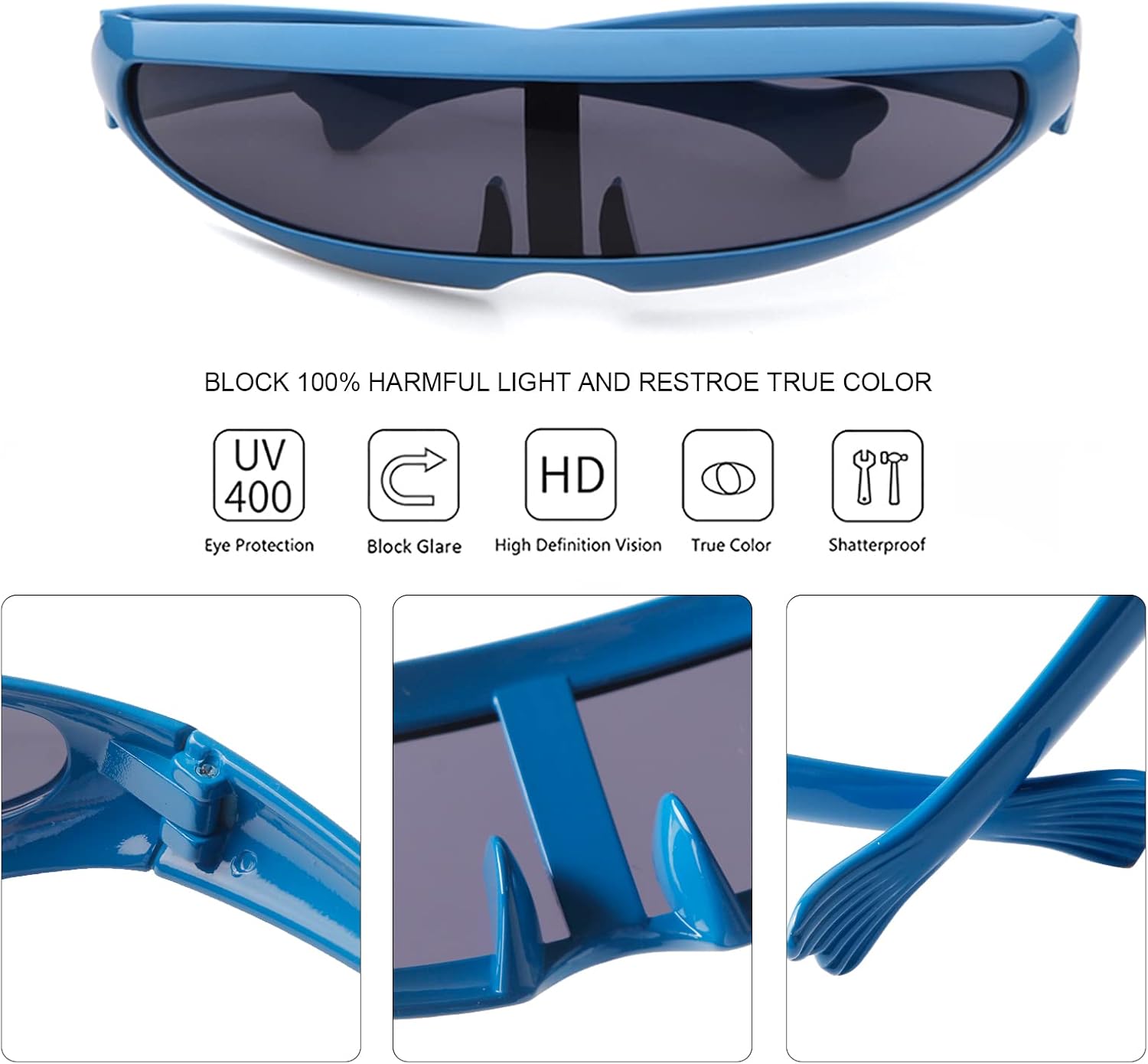 KFPH Futuristic Narrow Sunglasses Robot Space Rave Futuristic Glasses Personality Cosplay Cyclops Cool Glasses - Image 6