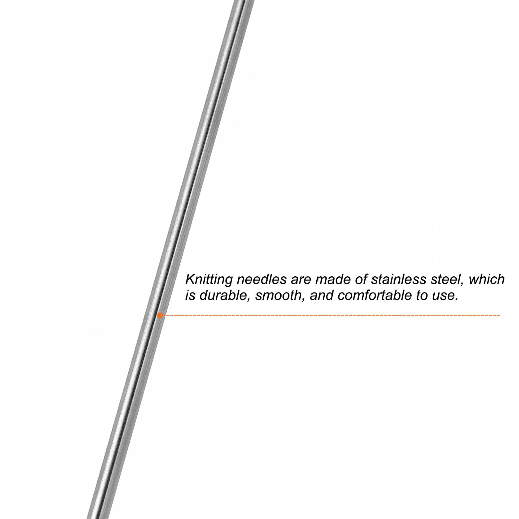 4-Piece Stainless Steel Knitting Needles Set - 2mm Single Pointed Needles (9.84 Inches)