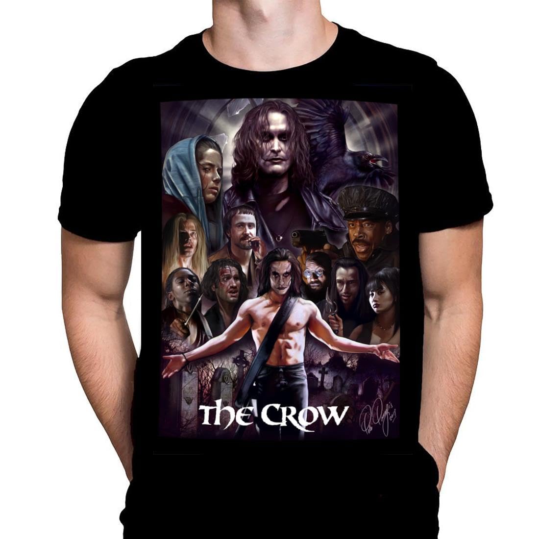 Crow Montage Mens Tshirt Gothic Horror Film Print, Black Cotton T-Shirt, Movie Poster Tee