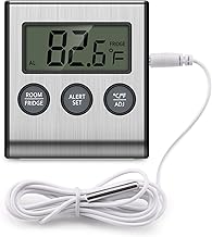 Upgraded Refrigerator Thermometer, Freezer Thermometer with High & Low Temperature Alarm, Memory Funtion, Digital FridgeThermometer for Home Kitchen Restaurants Bars Cafes
