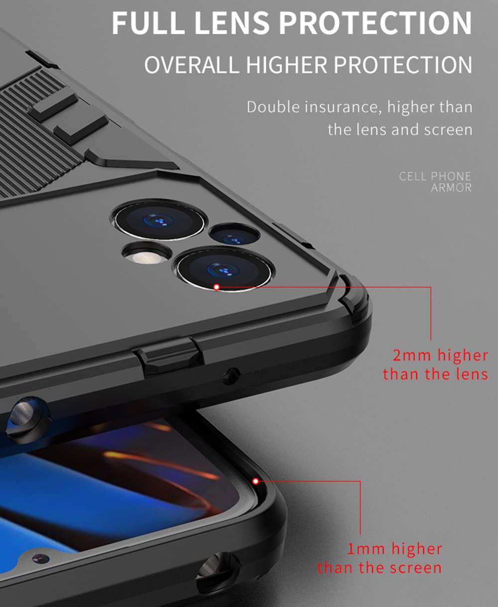 SEAHAI Cover Per Xiaomi Poco M5 / Poco M4 5G - Custodia Anti-caduta Militare Con Paraurti In Silicone E Supporto Pieghevole Nascosto - Colore Rosso