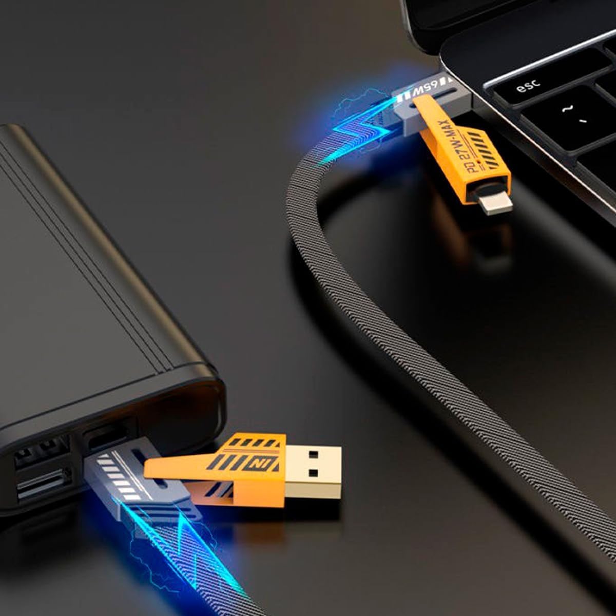 USB C DÜZ ÖRGÜLÜ HASIR AAA KALİTE 4 ü 1 arada 65/27 W 2 TO 2 FLAT FAST WIRE CABLE PD USB TYPE C İOS 4 LÜ ŞARJ KABLOSU VE VERİ AKTARIM DATA KABLO TÜM CİHAZLAR İÇİN GENİŞ UYUMLULUK HAYAT KURTARIR