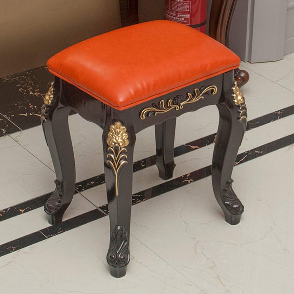 Vanity Benches Vintage Dressing Table Stool Padded Bench Chair Makeup Seat Baroque Piano Chair with ABS Plastic Steel Legs for Bedroom