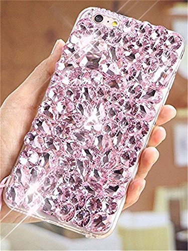 Case for LG V30,Luxury 3D Handmade Sparkle Stunning Stones Crystal Rhinestone Bling Full Diamond Gemstone Glitter Case for LG V30/LG V30 Plus/LG V30s(A Full Pink)