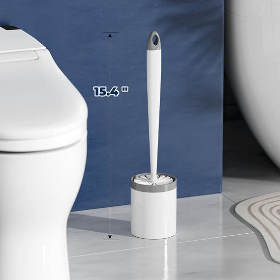 Holaloha Toilet Brush and Holder Set, Compact Design, 3 Pack, White