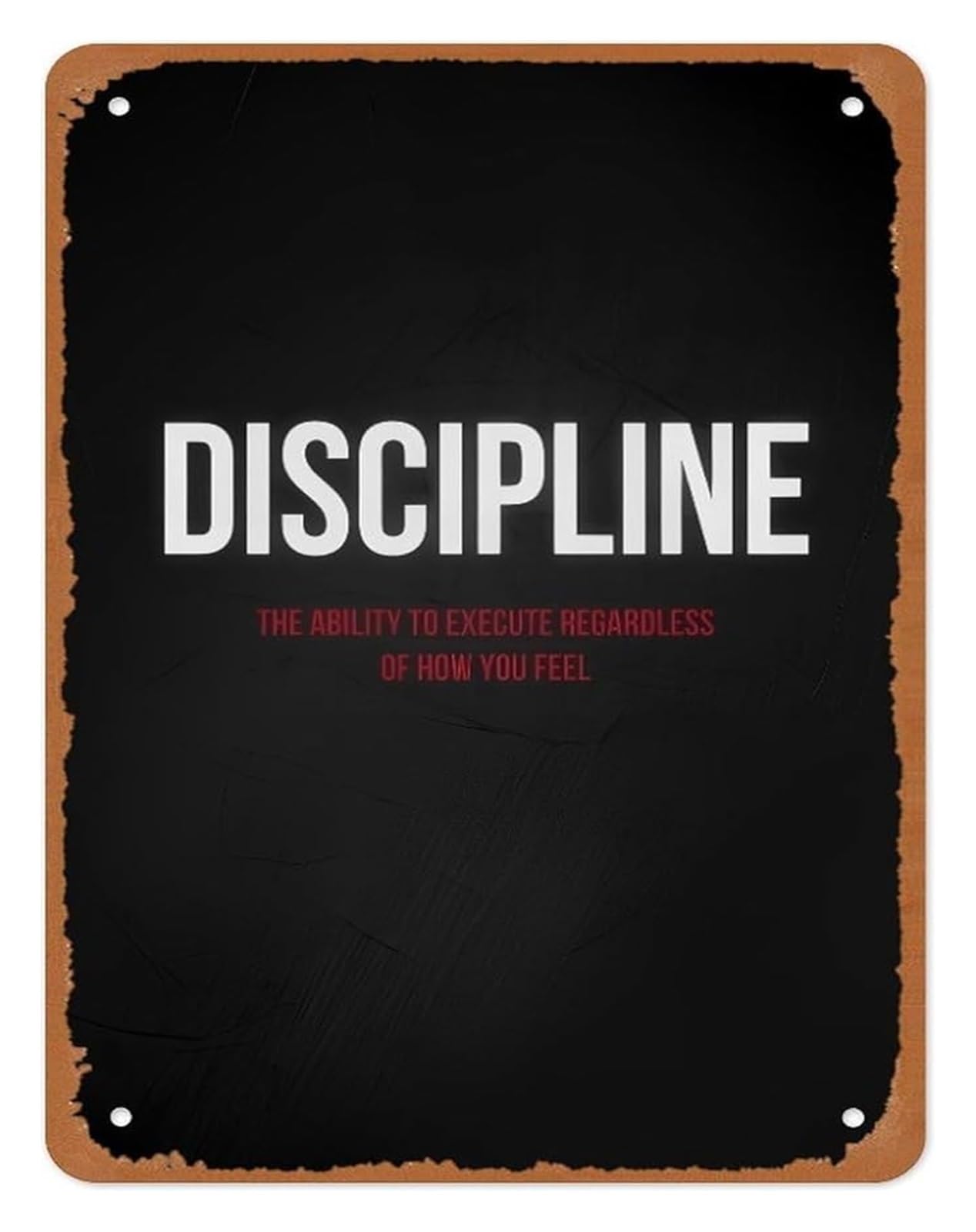 BYLSAGWHT Discipline Gym Motivation Metal Sign Fitness Quote Wall-Art Workout Home Gym Office Man Cave Inspirational Decor 8 X 12 in