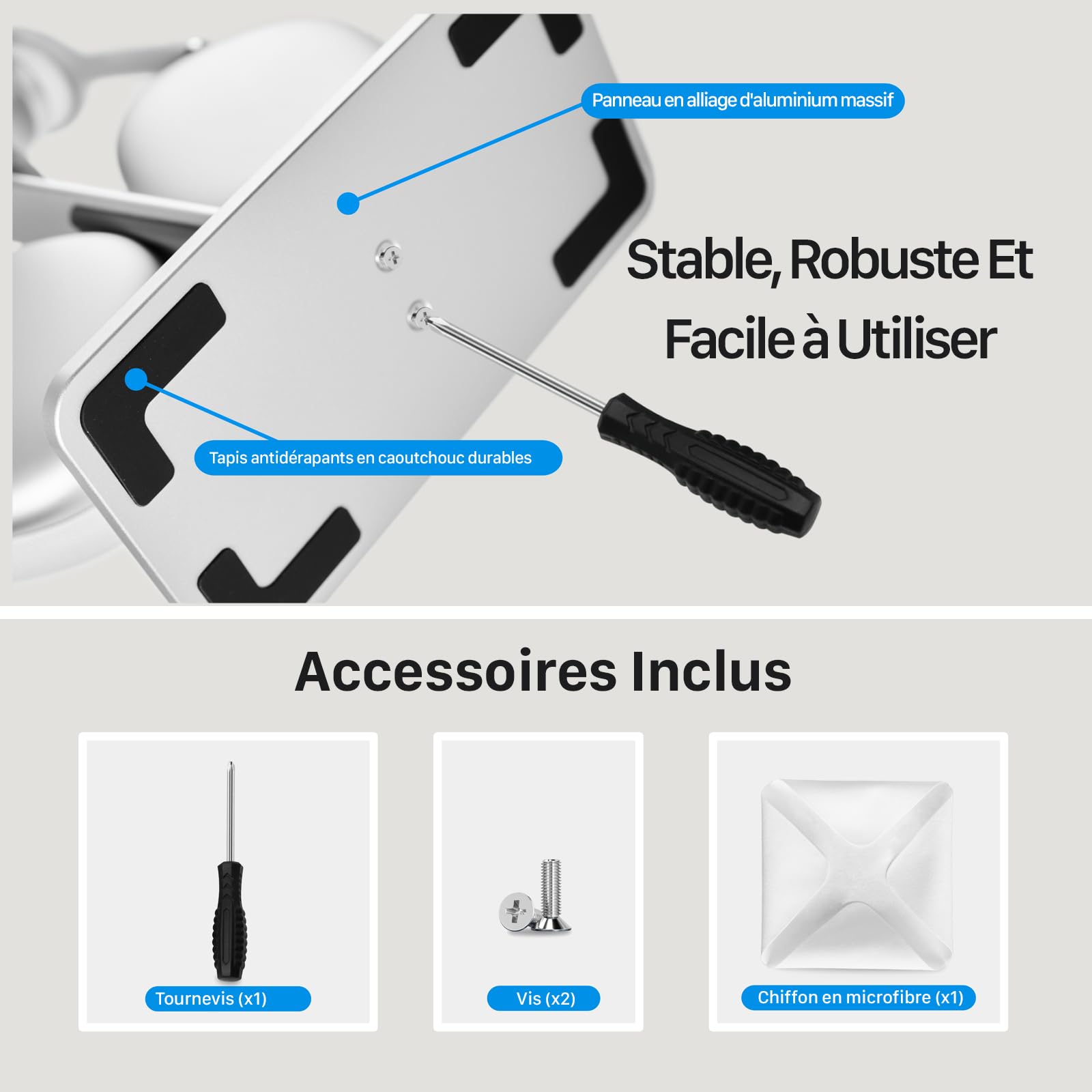 Support pour AirPods Max avec Mode Veille – Support Casque en Aluminium pour Bureau, antidérapant, protège Le Bandeau, Surface Anti-Rayures (Argent)