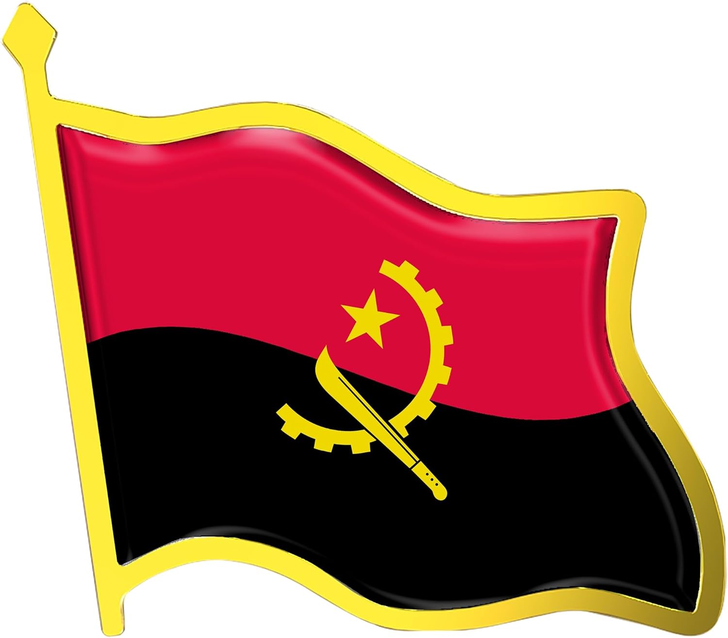 Angola Flag Lapel Pin - Enamel Metal National Badge | World Travel Souvenir Gifts for Men & Women | Country Flag Patriotic Brooch Bulk Pack of Pins for Hat, Tie, Clothes, Backpack (1pc) 1 PCS Angola