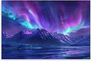 アートパネル　絵画　壁掛け　アート　オーロラ　絶景　夜景　自然　風景画　額縁　絵 Amazon.co.jp: 絵画 氷河、雪山、オーロラの星空 アートパネル