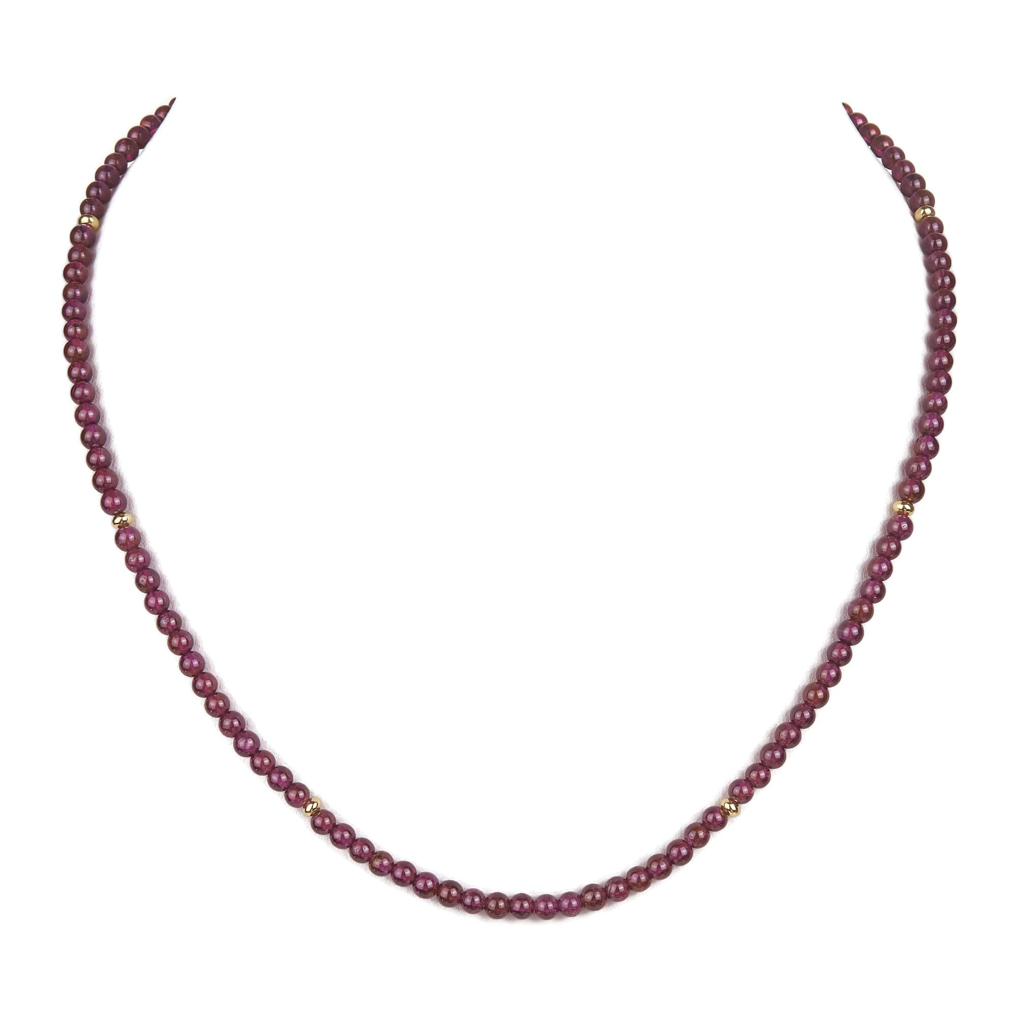Granat Kette - Rhodolith Kette - Halskette - 925 Silber vergoldet