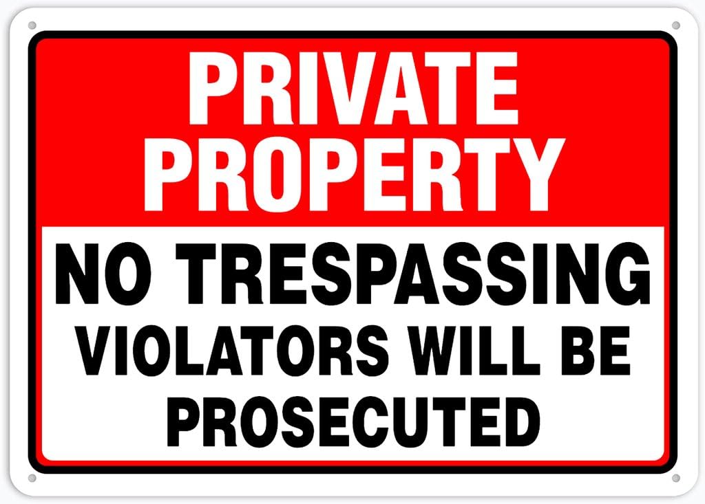 8"x12" Tin Metal Sign - Private Property Safety Sign No Trespassing (Violators Prosecuted) - Decorative Plate For Shop, Yard, Garage, Outdoor Wall