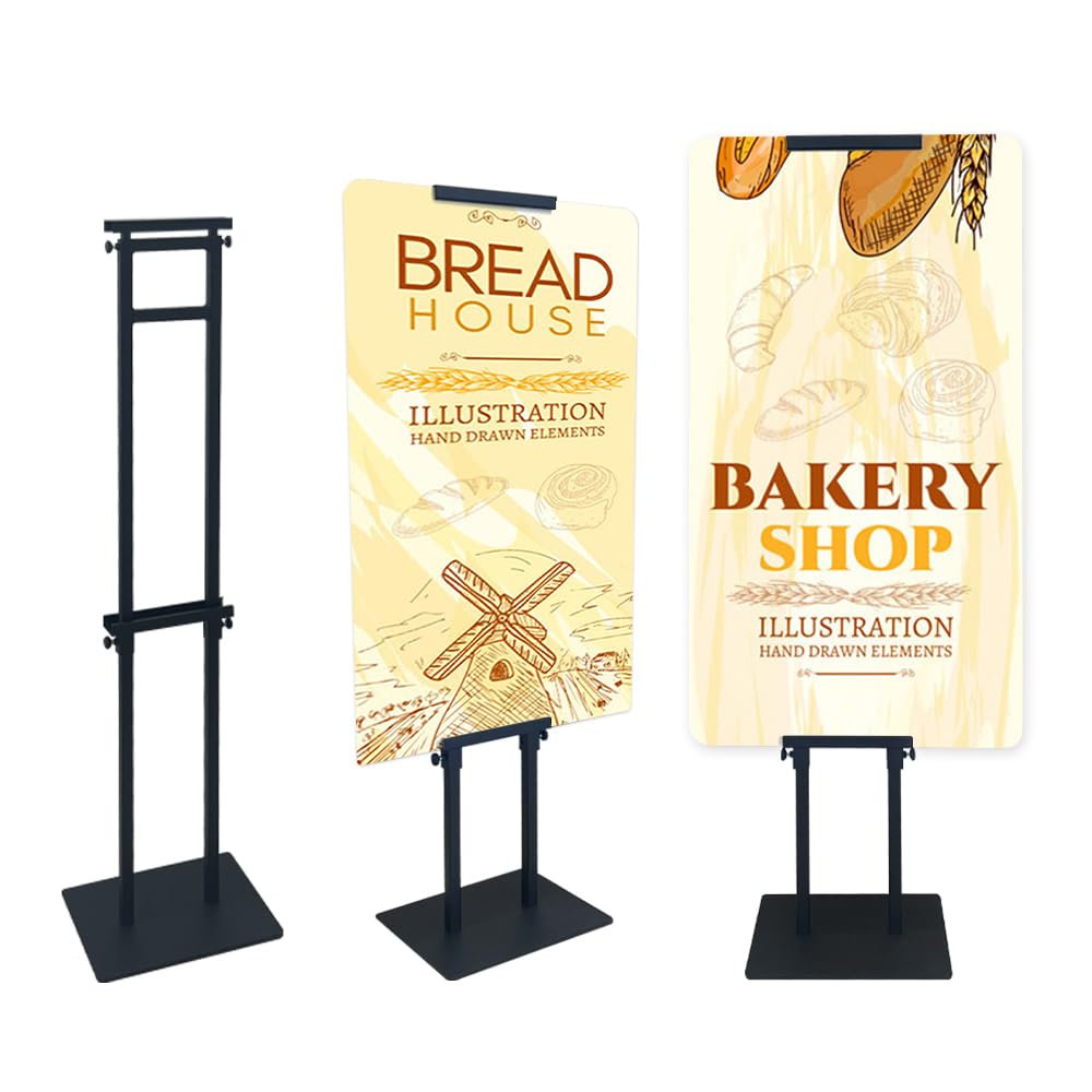 Pedestal Poster Sign Stand for Display Heavy Duty Double Sided Poster Stand Adjustable Height Up to 80 Inches w/ Non-Slip Base Floor Standing Sign Holder for Board & Foam Sign,Wedding,Restaurant