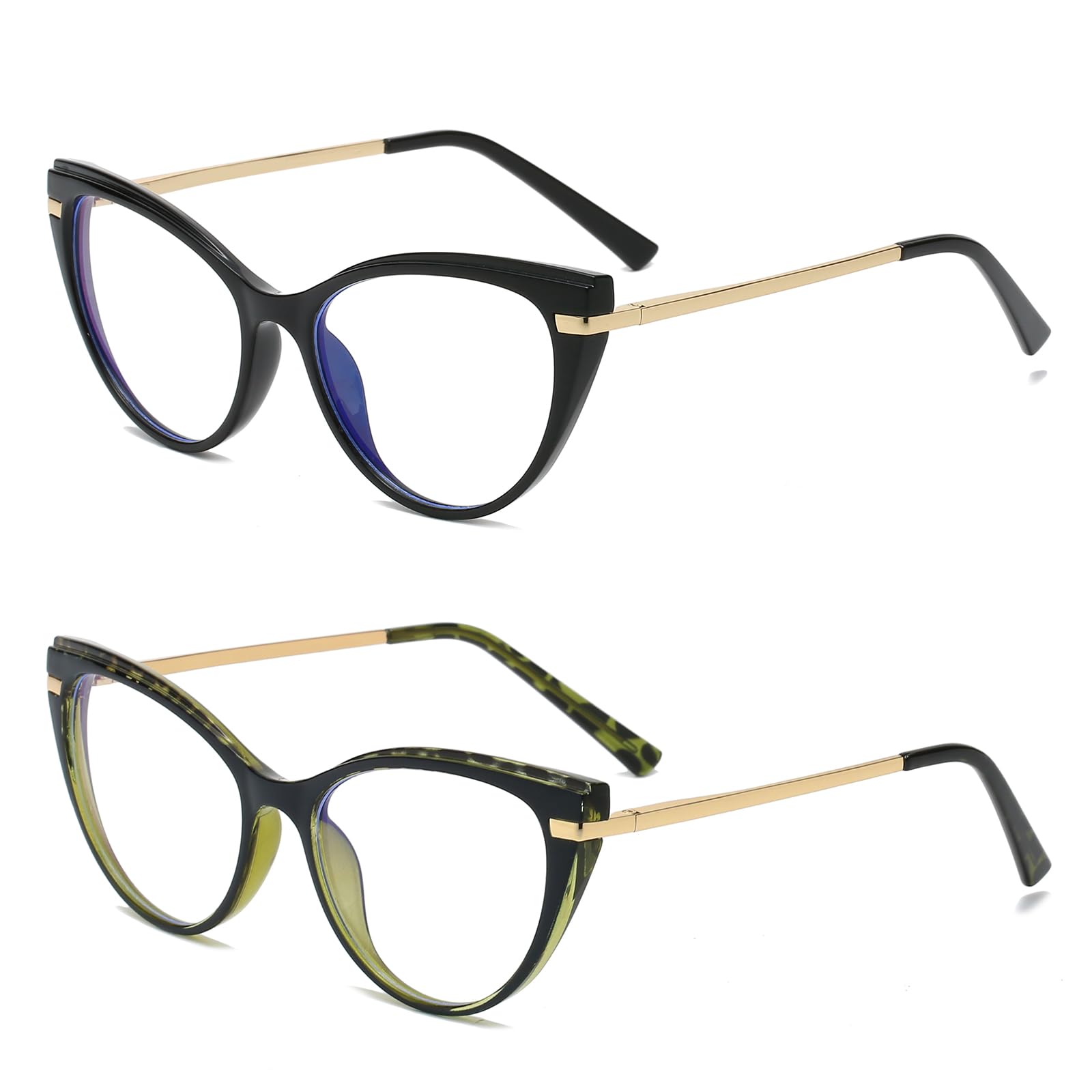 LJCZKA Blue Light Blocking Glasses Women Anti Eye satrain Computer Cat eye Eyeglasses Cateye Clear Frame