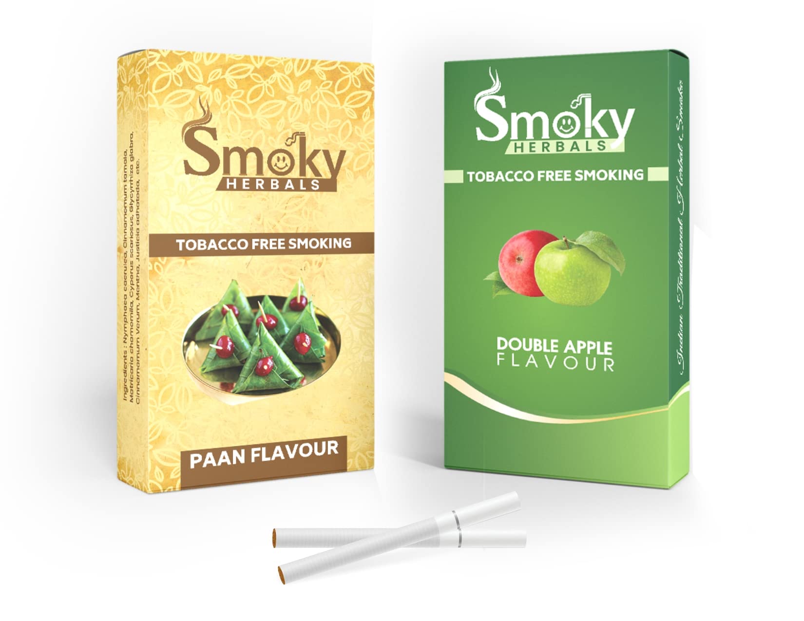 Pack of 2 Flavours 100% Tobacco & Nicotine Free Cigarette - 10 Sticks x 2 (DOUBLE APPLE/PAAN)