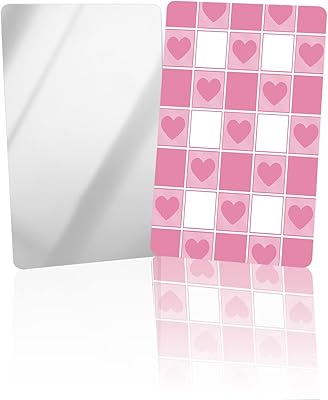 OComster Valentines Checkered Compact Mirror Bulk Mini Card Mirror, Pink Love Heart Buffalo Plaid Small Compact Mirror for Purse, Rectangular Handheld Pocket Makeup Mirror