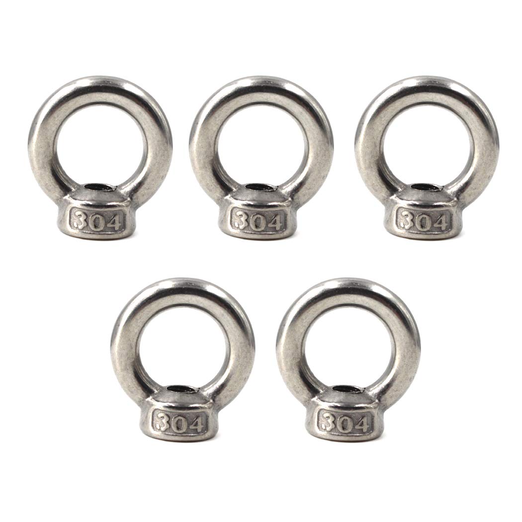 Flomore M10 Lifting Eye Nut 304 Stainless Steel Ring Eye Bolts Threaded Nuts Pack Of 5