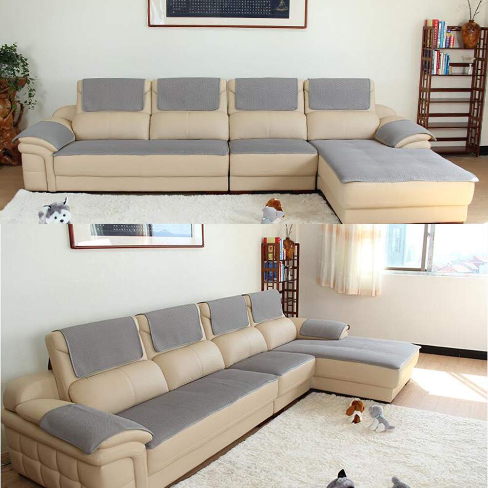 BK&MF Sofa Abdeckung Für Ledercouch, Sofabezug 1/2/3/4 Sitzer Super rutschfeste Sofa Dämpfung Couch überwurf Für Haustiere Separat Erhältlich-grau 70x150cm(28x59inch)