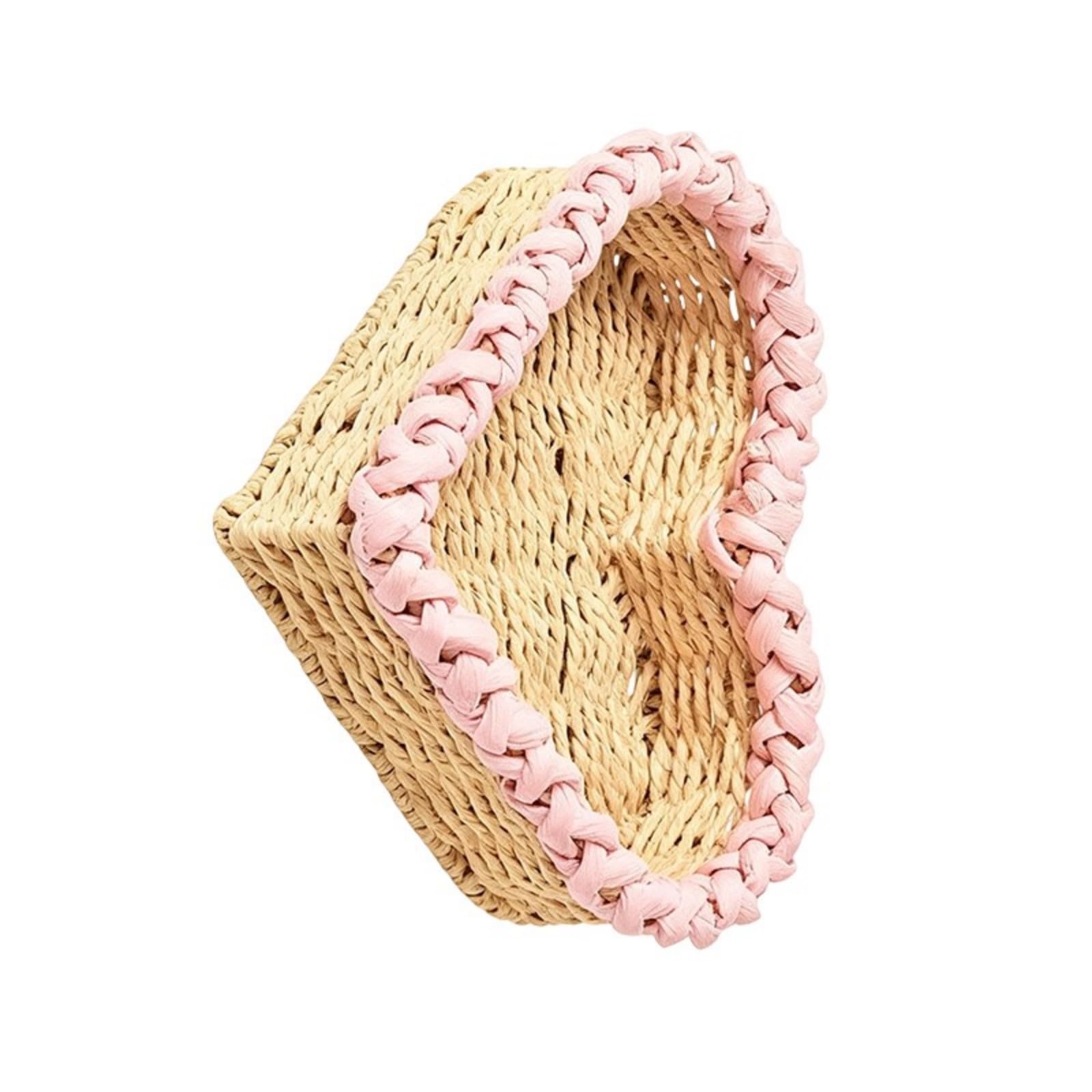 Handcrafted Paper Cord Heart Shaped Organiser Storage Basket for Trinket Keys and Household Essential Tender Heart Basket