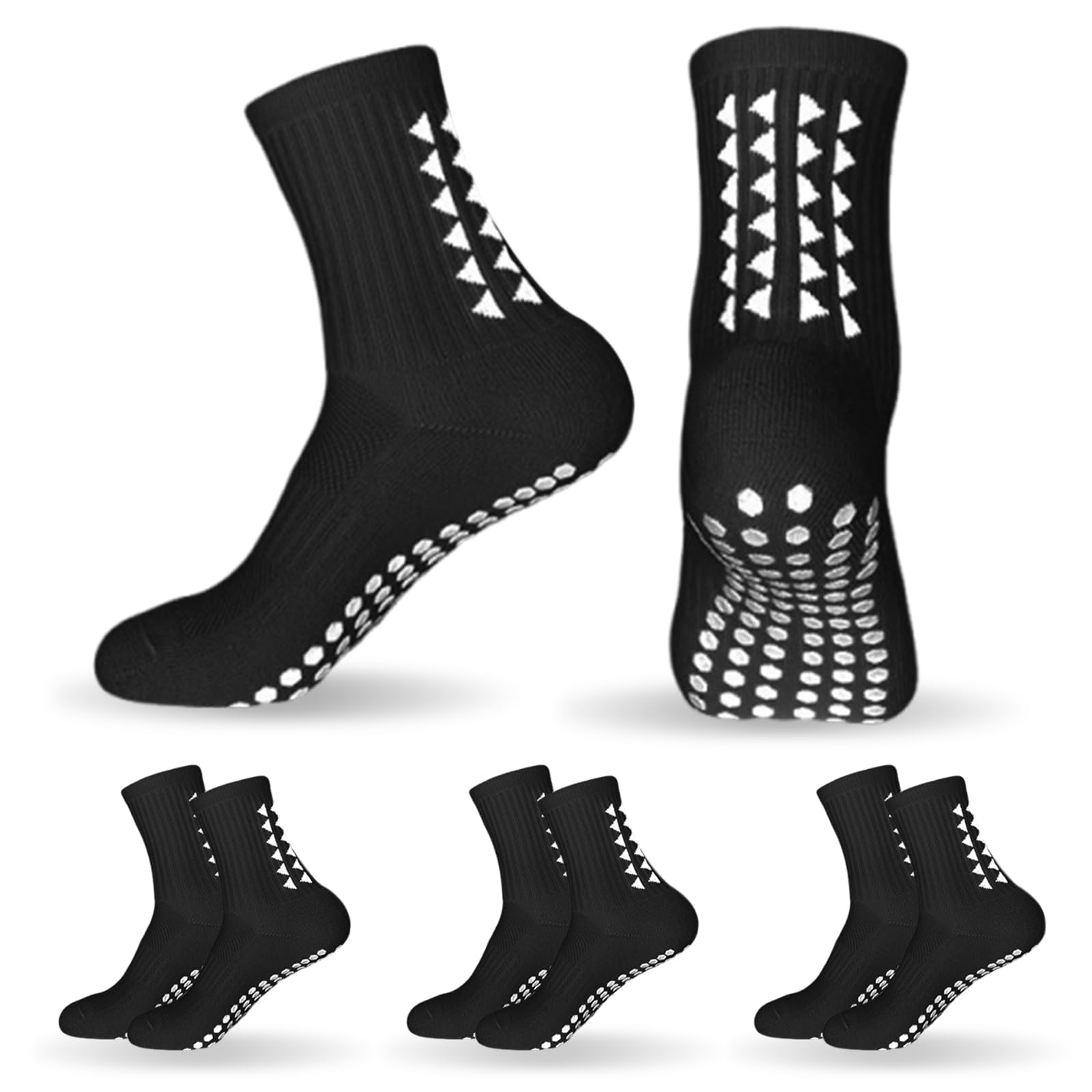 3 Pairs Breathable Kids Grip Socks, Sweat-Absorbent Boys Socks, Grip Socks Football Kids for Running Hockey Football — view 8