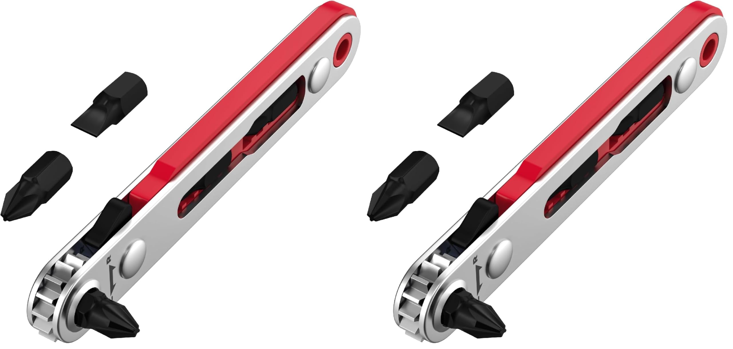 Bates Mini Ratchet Wrench, 1/4" Magnetic 90 Degree Screwdriver, Low Profile Right Angle Screwdriver for Tight Spaces (Pack of 2)