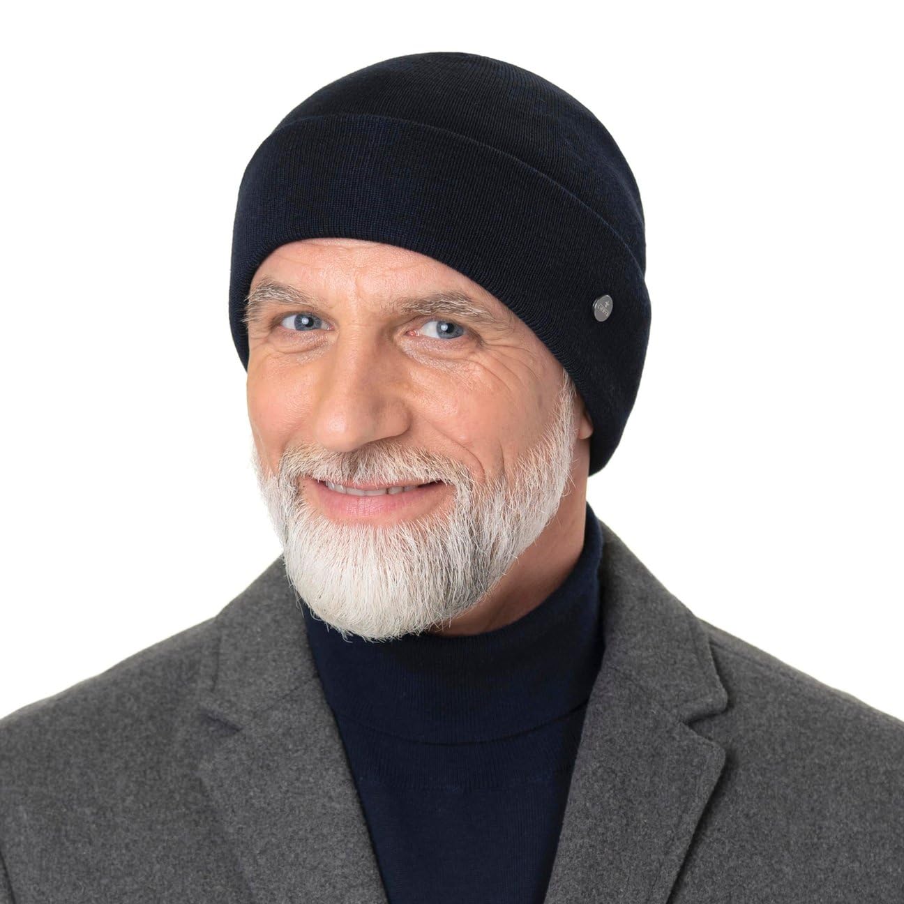 LIERYS Czapka z mankietem Merino dziana nakrapiana Wyprodukowano w Niemczech Unisex Jesien Zima