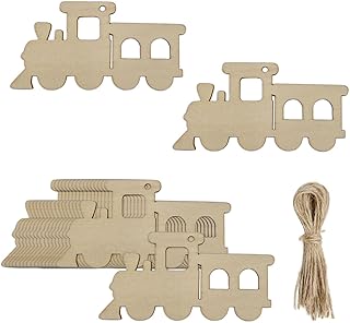20pcs Train Shapes Unfinished Wooden Cutouts DIY Crafts Blank Train Wood Tags Ornaments for Wedding Birthday Decoration