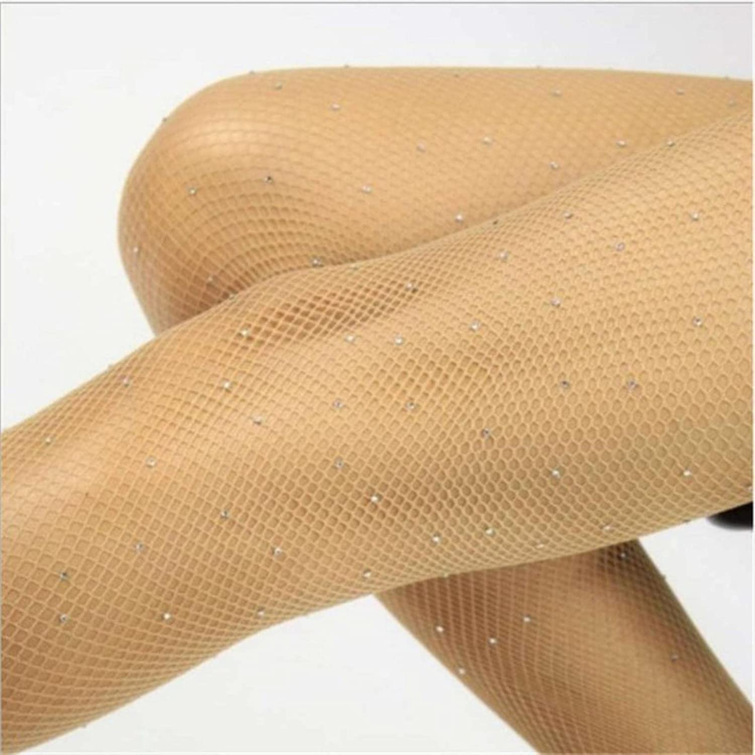 WDSOPK Sexy stockings women sexy stockings rhinestone mesh fishnet pantyhose plus size（Skin-A）