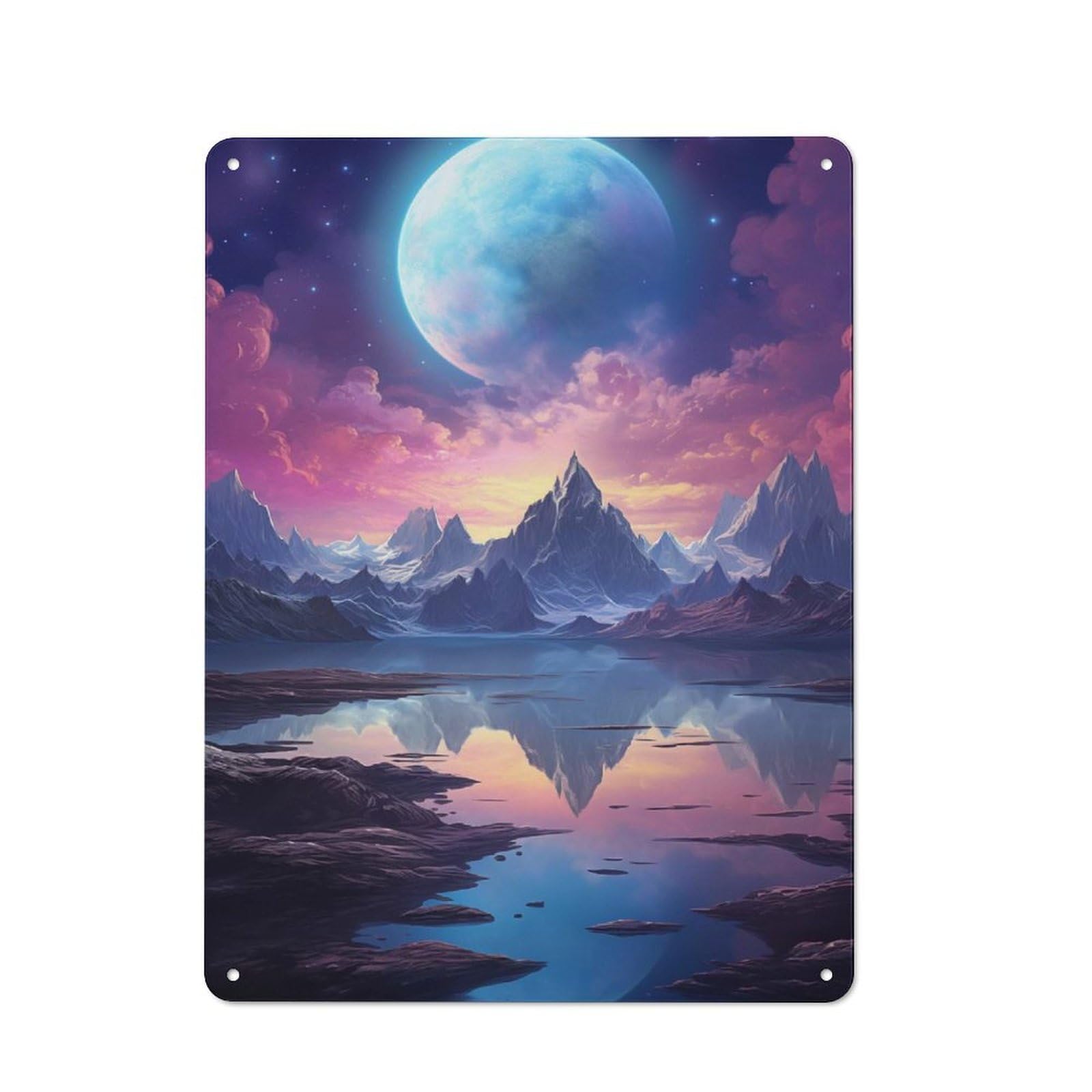 Junmoney Fantasy Space Landscape Tin Sign 40X30cm With For Workshop Wall, Retro Decor, For Metal Sign Collectors, For Cafés, Pubs And Restaurants