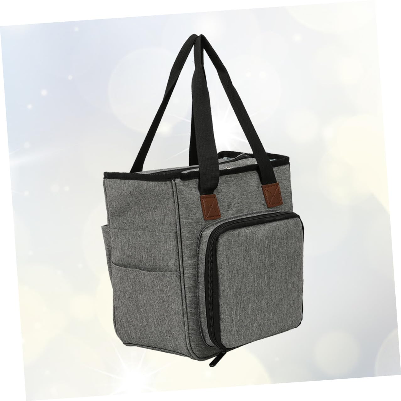 LIFKOME Modische Wollgarn Aufbewahrungstasche Grau Großer Organizer mit Mehreren Fächern Schultertasche für Strick und Häkelzubehör Praktischer Heimwerkerbedarf Organizer