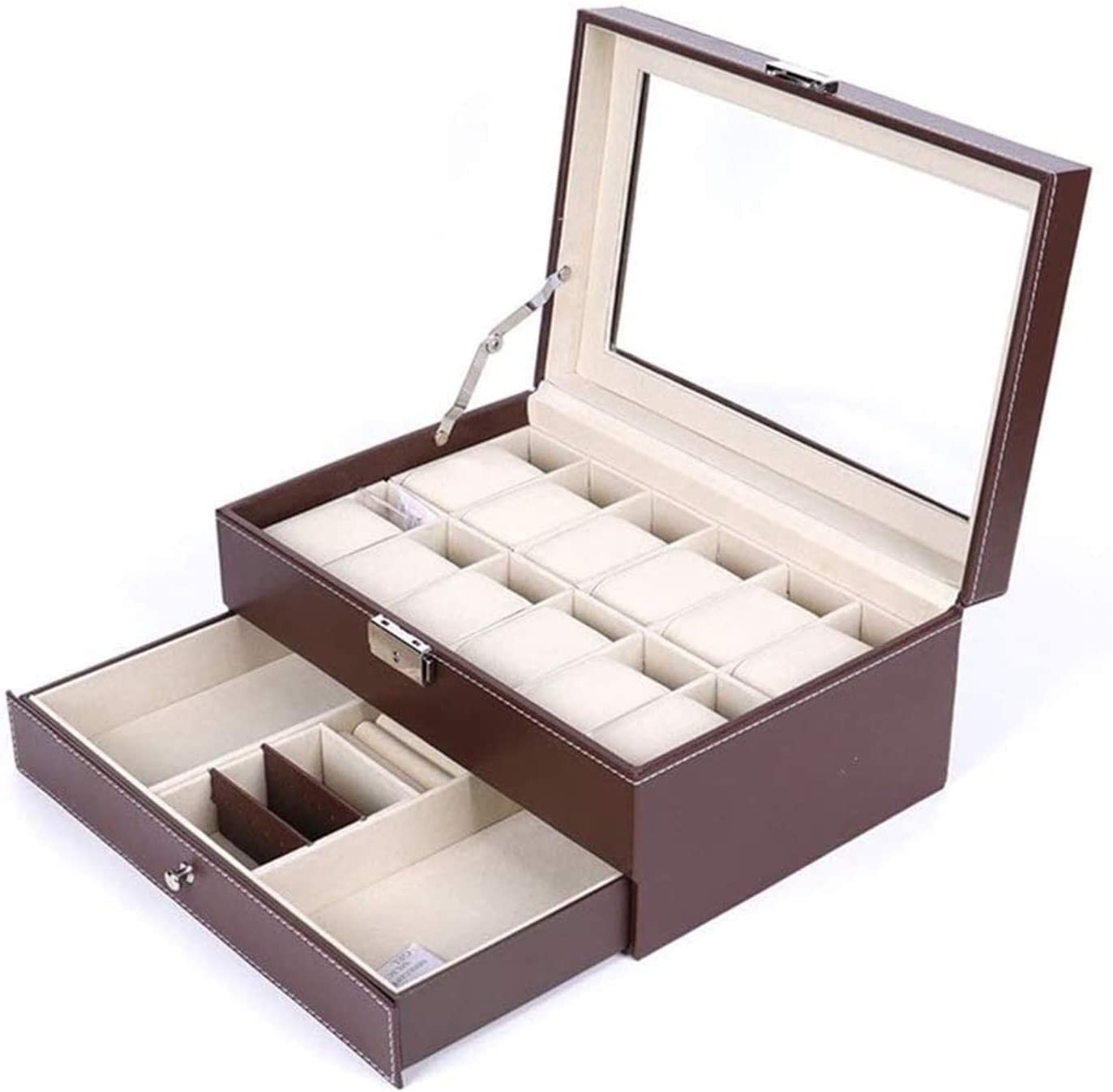 Caja Relojes Caja de Reloj Caja De Reloj con 12 Ranuras, Joyero De 2 Niveles, Anillo, Pendientes, Gafas De Sol, Caja De Almacenamiento De Joyería Estuche de Relojes Caja para Relojes (Blue : BLU, Si