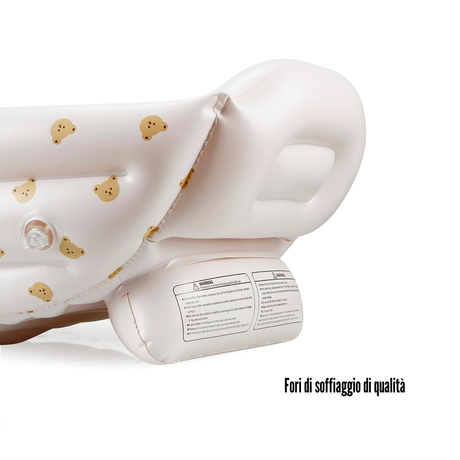 PandaEar Vasca Gonfiabile e Sedia per Bambini da 3 Mesi+, Vasca da Bagno Portatile per Neonato e Sedia per Bambini con Pompa d'Aria Integrata, Bianco