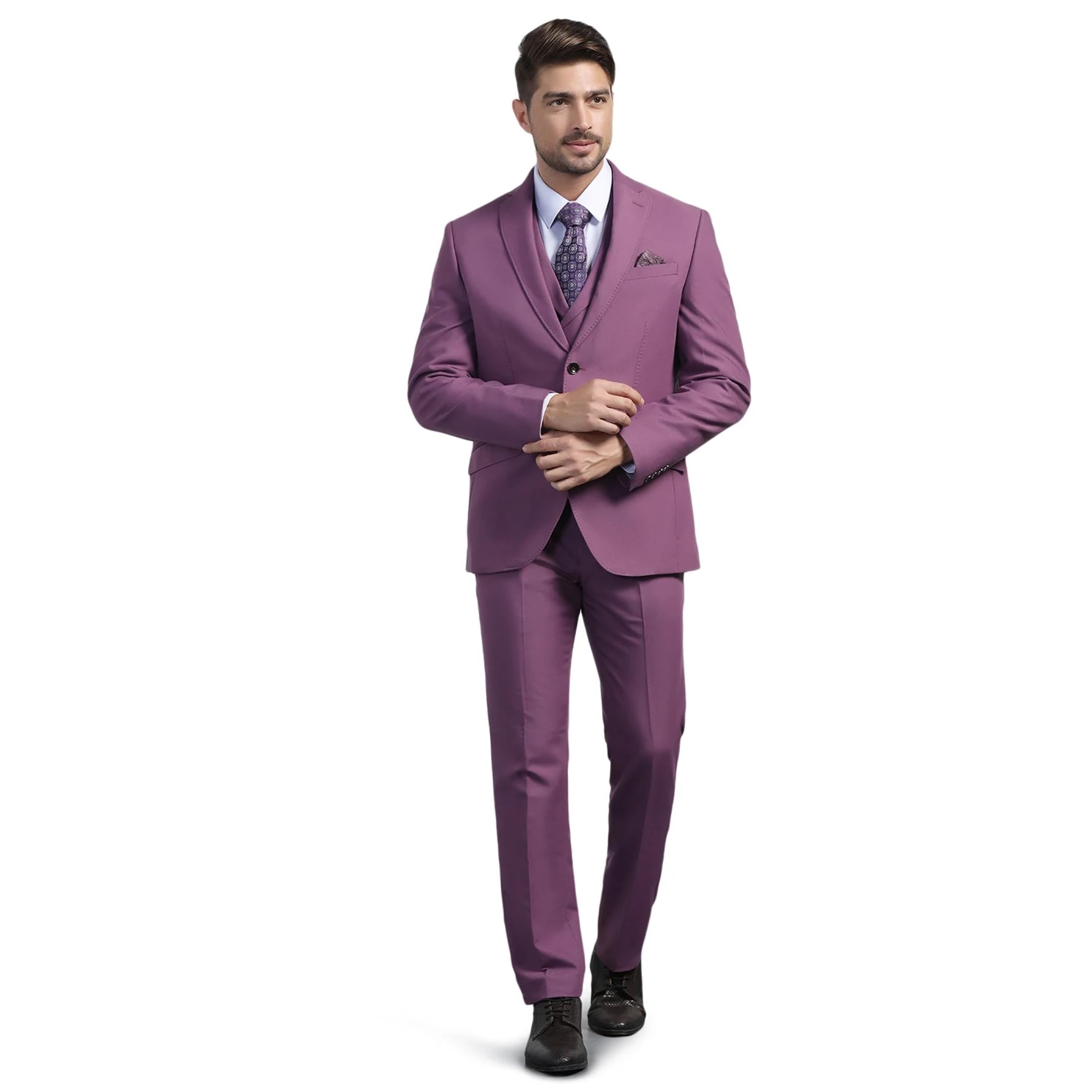 Men's Slim Fit Solid 3-Piece Suit