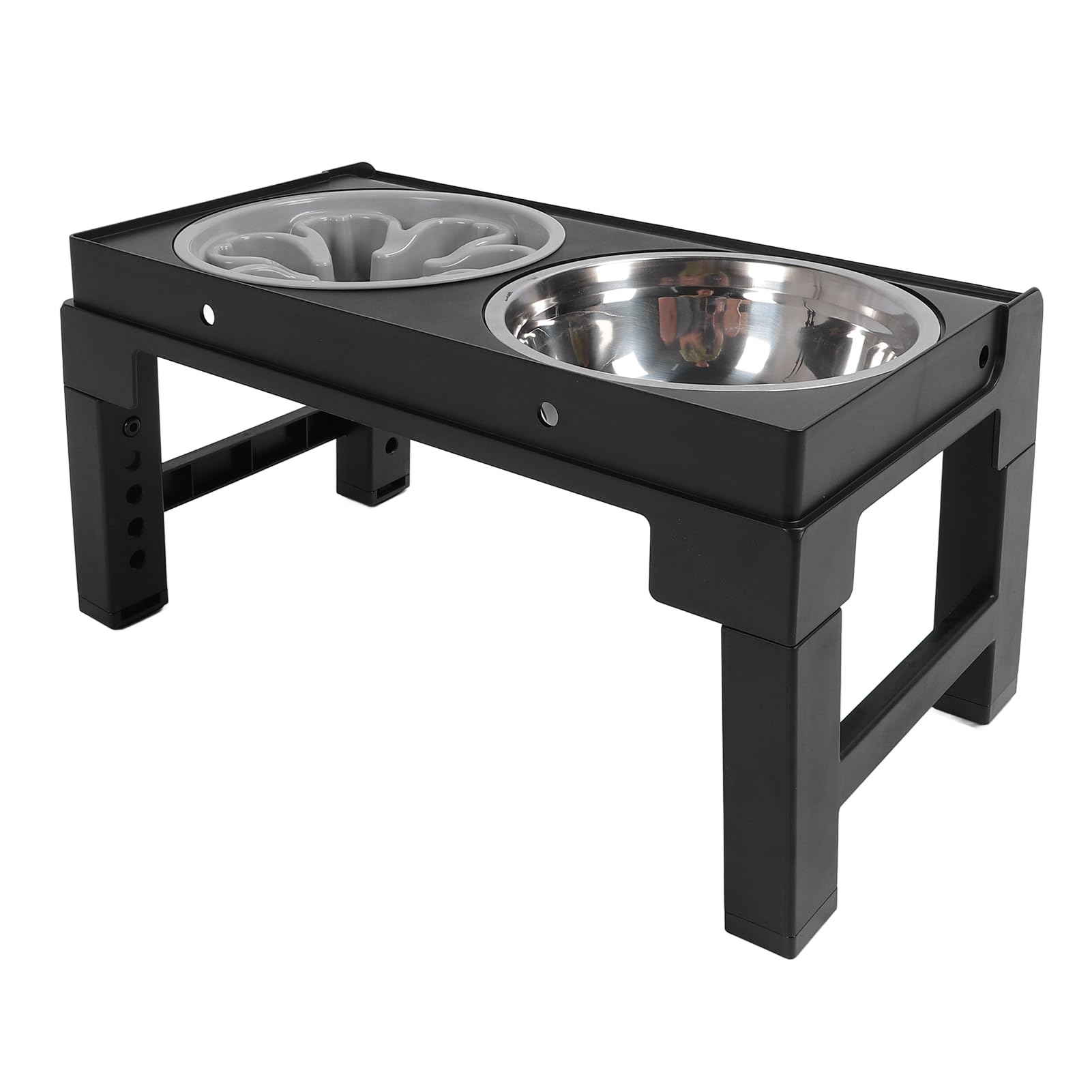 Cuencos elevados para Perros, comedero para Perros con Platos de Acero Inoxidable y Cuenco de alimentación Lenta, comedero Elevado de Acero Inoxidable con Cuencos Dobles y Base