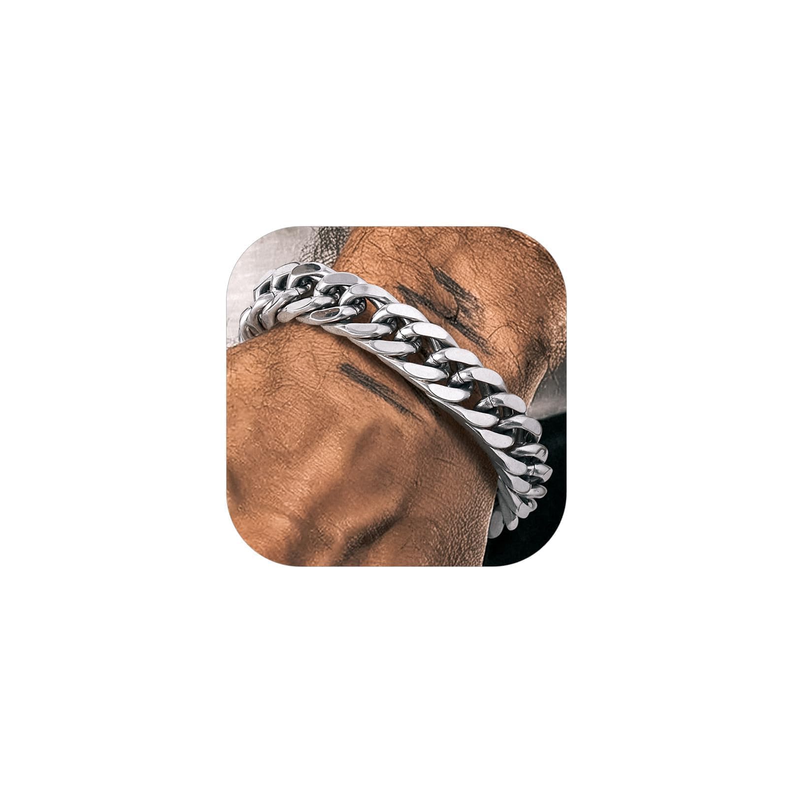 Richsteel Stainless Steel/Gold/Black Plated Link Chain Bracelet for Men 8/12/17mm Width, 7.4/8.2/9 Inch Length Classic Jewelry(Gift Wrapped)