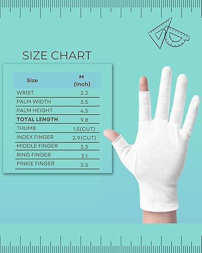 Miniatura 5 de ANSMIO 2 pares de guantes de algodón para pantalla táctil, guantes blancos para manos secas, guantes de algodón para dormir, guantes de noche